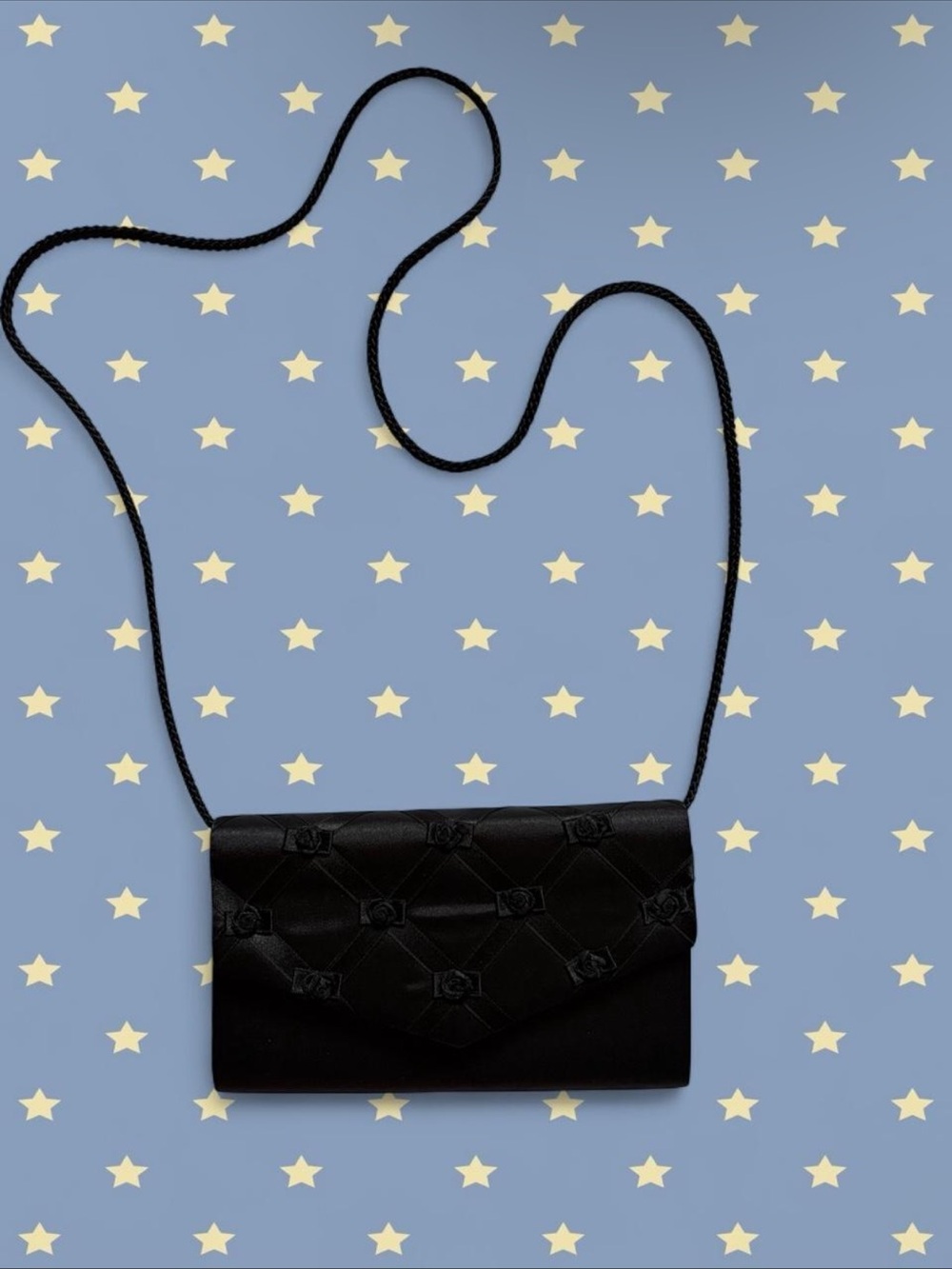 Vintage Black Rose Crossbody Clutch
